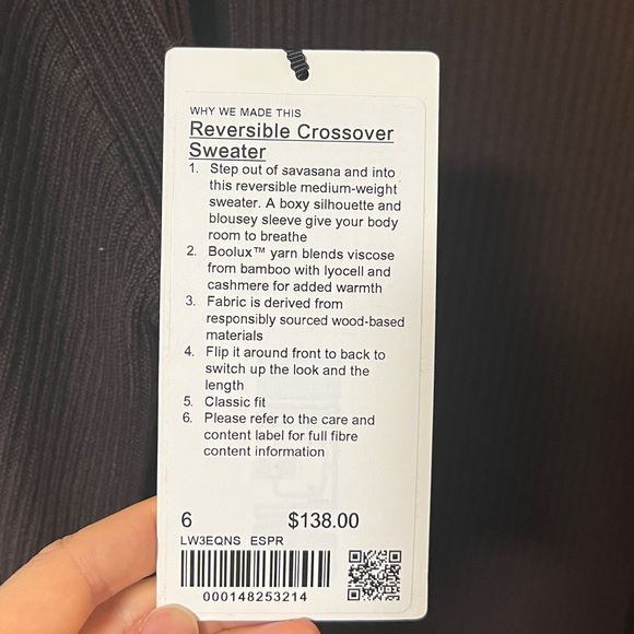 Lululemon espresso brown reversible sweater top sz 6 new - Picture 3 of 8